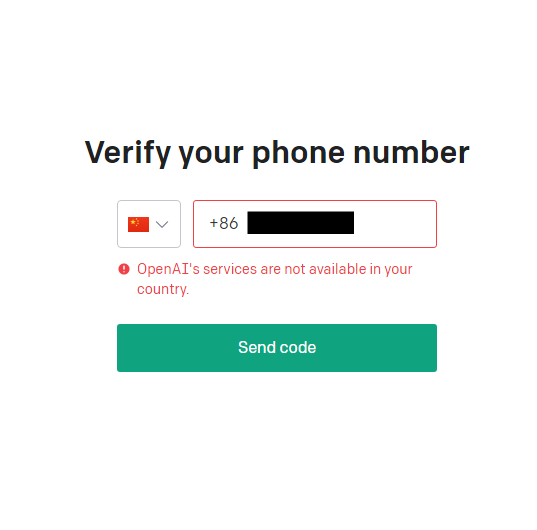 如果选择中国手机号码注册chatGPT，会出现提示“OpenAI 第5张